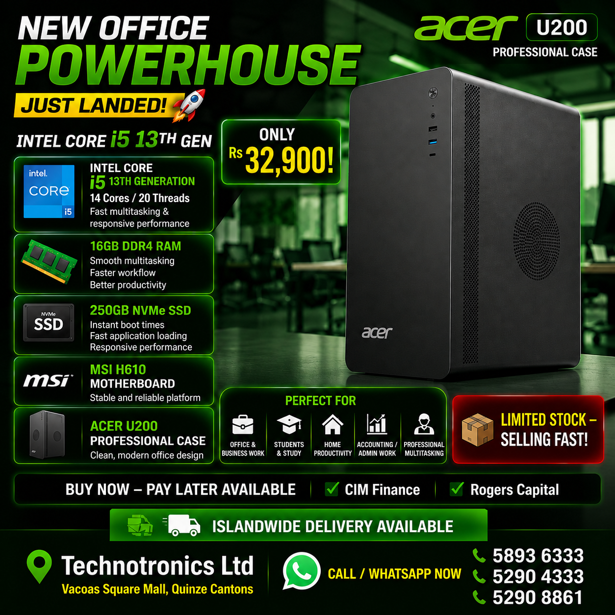 ACER OFFICE WORKING PC – Intel Core i5 13th Gen