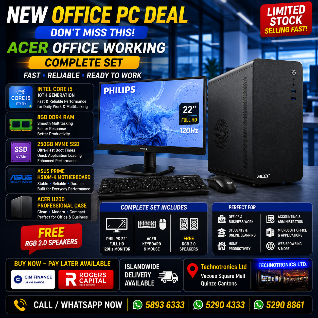 ACER OFFICE WORKING COMPLETE SET – INTEL CORE i5 10TH GEN