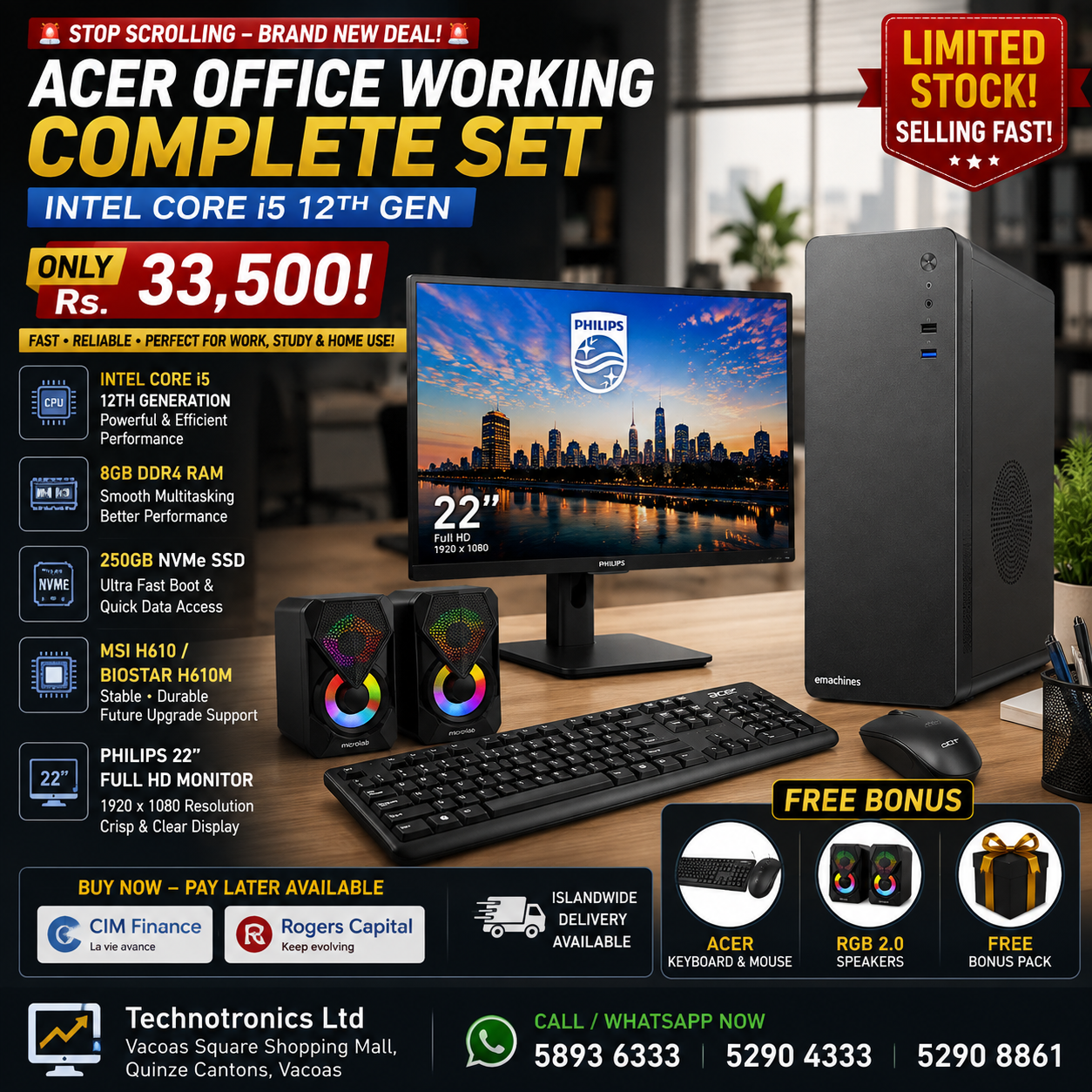 ACER OFFICE WORKING COMPLETE SET – INTEL CORE i5 12TH GEN