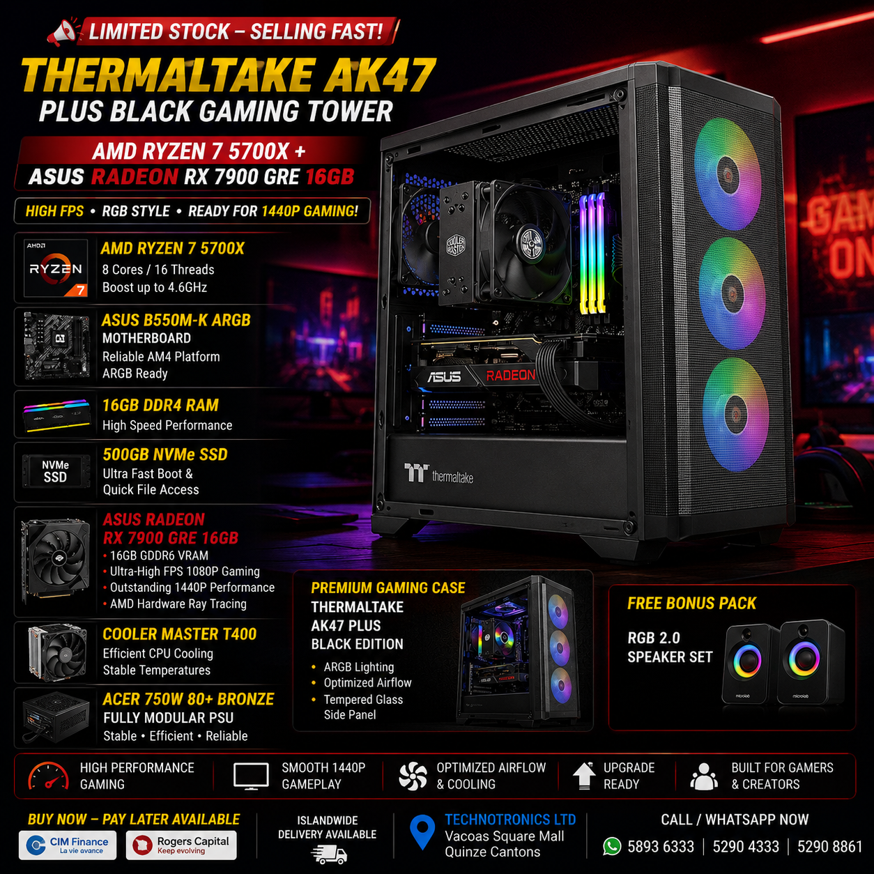 THERMALTAKE AK47 PLUS BLACK GAMING TOWER