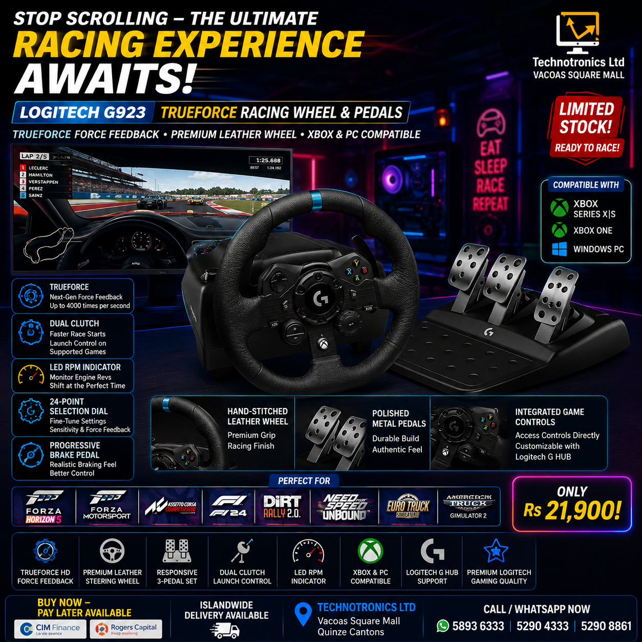 LOGITECH G923 TRUEFORCE RACING WHEEL & PEDALS Gaming Console