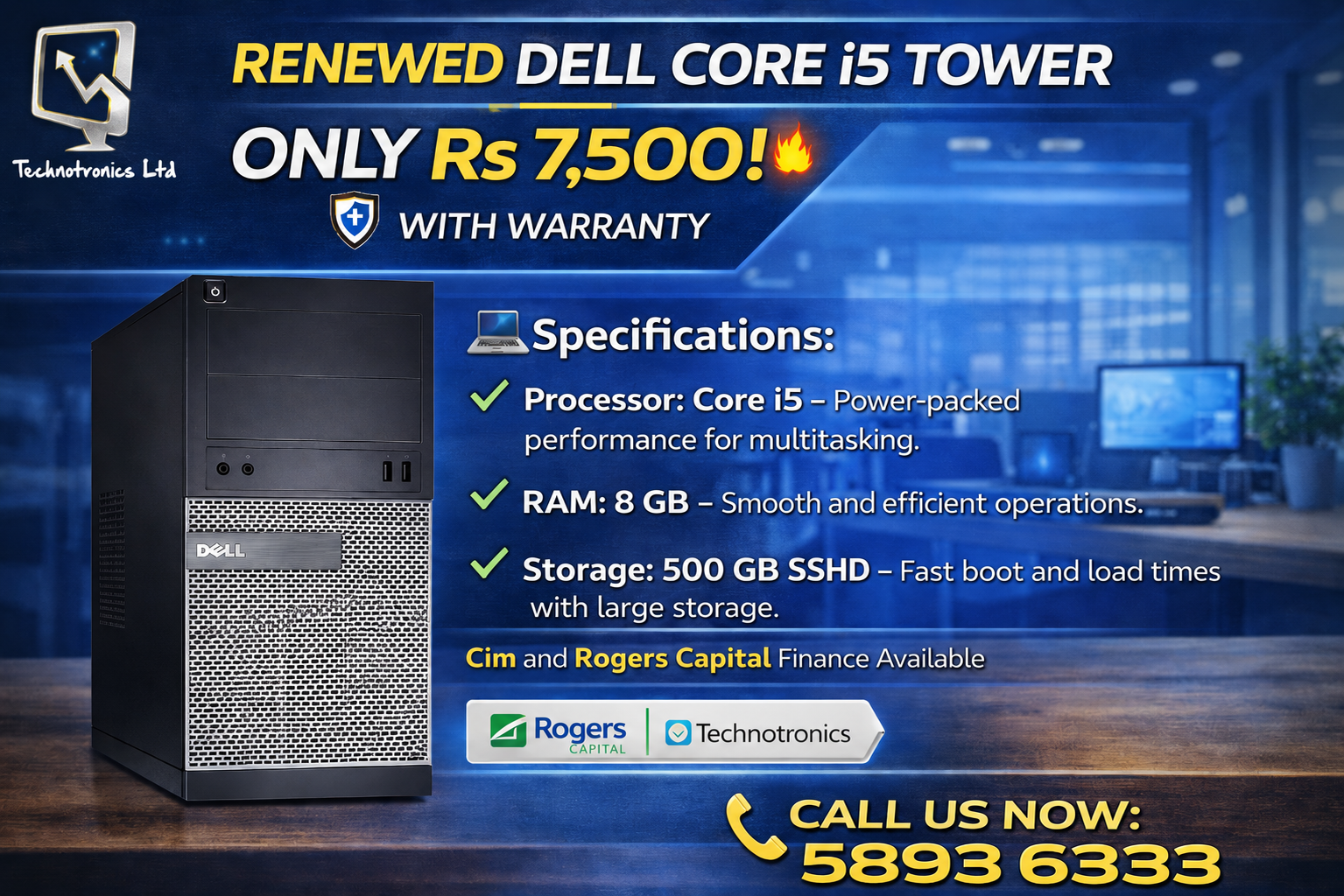Renewed Dell | Processor: Core i5 | RAM: 8 GB | Storage: 500 GB SSHD