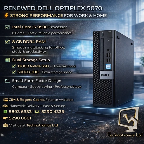 DELL OPTIPLEX 5070 | CORE i5 | 8 GB Ram | 128GB Nvme+500GB Hard Disk