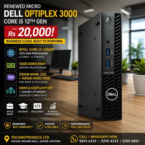 Renewed Micro Dell OptiPlex 3000 Core i5 12th Gen
