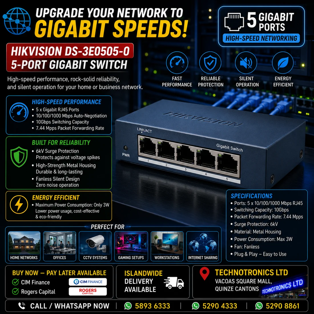 HIKVISION DS-3E0505-O 5-Port Gigabit Switch