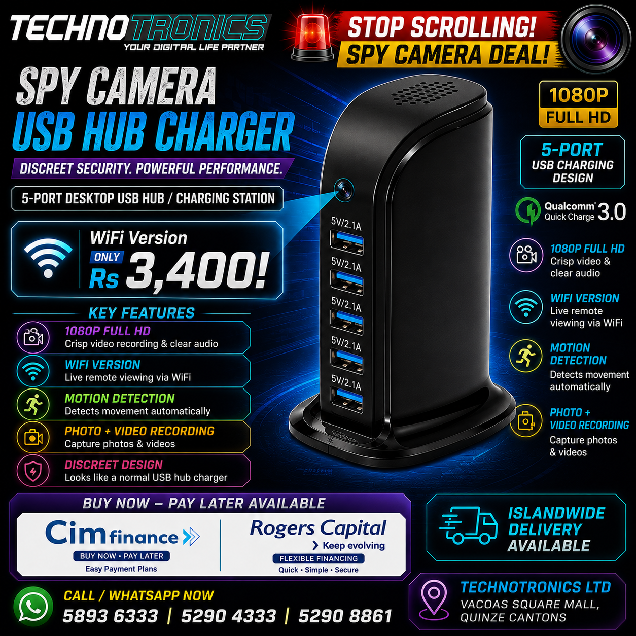 SPY CAMERA USB HUB CHARGER