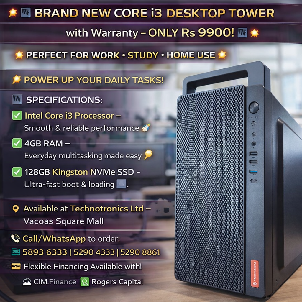BRAND NEW CORE i3 DESKTOP TOWER With Warranty– ONLY Rs 9900! - Buy at TECHNOTRONICS Mauritius