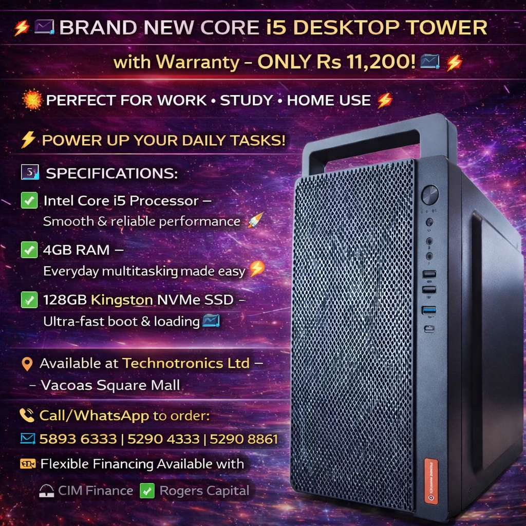 BRAND NEW CORE i5 DESKTOP TOWER - Buy at TECHNOTRONICS Mauritius