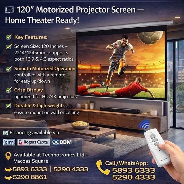 Motorized Projector Screen 120"(MA) - Buy at TECHNOTRONICS Mauritius