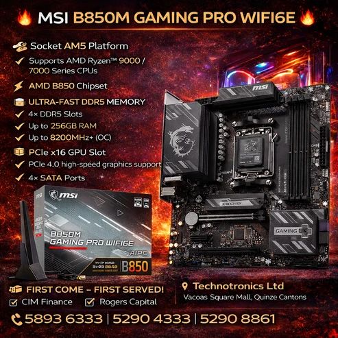 AMD Motherboard MSI B850M GAMING PRO WIFI6E - Buy at TECHNOTRONICS Mauritius