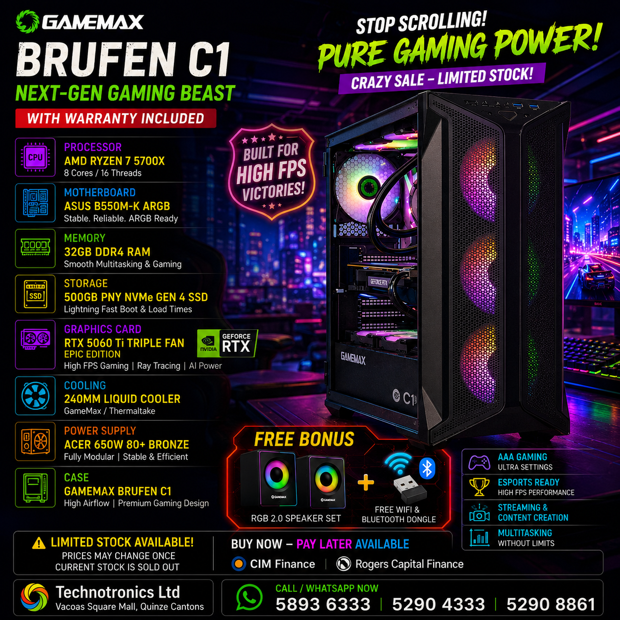 GAMEMAX BRUFEN C1 GAMING PC - Buy at TECHNOTRONICS Mauritius