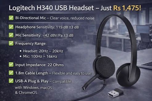 Logitech H340 USB Headset - Buy at TECHNOTRONICS Mauritius