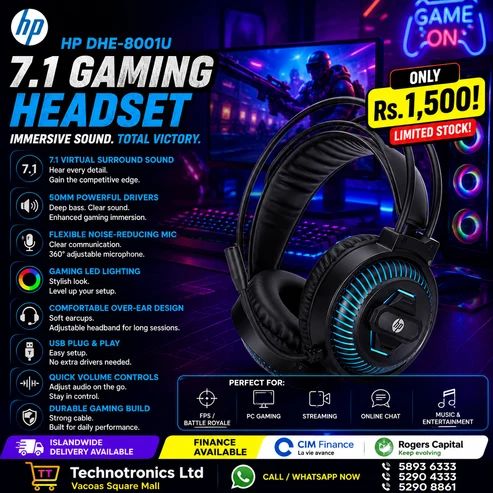 HP DHE-8001U 7.1 Gaming Headset - Buy at TECHNOTRONICS Mauritius