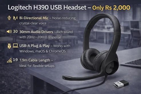 Logitech H390 USB Headset - Buy at TECHNOTRONICS Mauritius