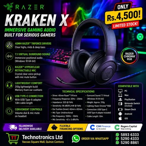 Razer Kraken X Headset - Buy at TECHNOTRONICS Mauritius