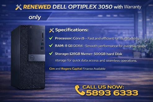 Dell Optiplex 3050 | Processor: Core i5 | RAM: 8 GB DDR4 | Storage: 128GB Nvme + 500 GB Hard Disk - Buy at TECHNOTRONICS Mauritius