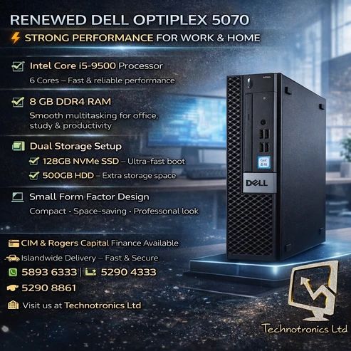 DELL OPTIPLEX 5070 | CORE i5 | 8 GB Ram | 128GB Nvme+500GB Hard Disk - Buy at TECHNOTRONICS Mauritius