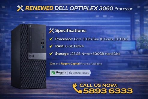 Dell Optiplex 3060 | Processor: Core i5 8th Gen | RAM: 8 GB | Storage: 128 gb Nvme+500GB Hard Disk - Buy at TECHNOTRONICS Mauritius