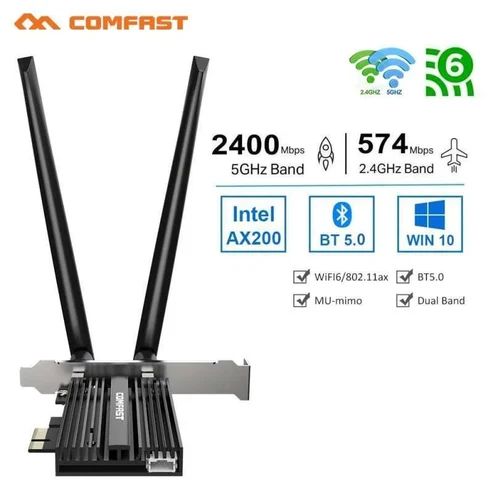 Comfast 3000Mbps Dual Band WiFi 6 Intel AX200 PCI-E Network Card 802.11ax Bluetooth 5.2 - Buy at TECHNOTRONICS Mauritius