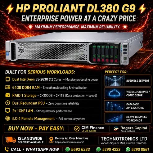 RENEWED HP PROLIANT DL380 G9 DUAL PROCESSOR Server - Buy at TECHNOTRONICS Mauritius