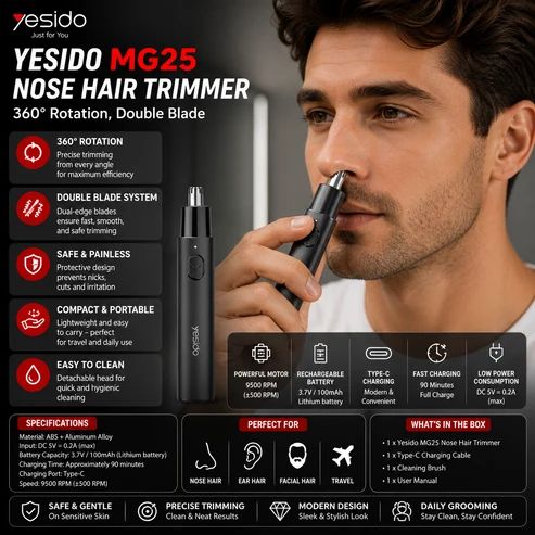 YESIDO MG25 Nose Hair Trimmer - Buy at TECHNOTRONICS Mauritius
