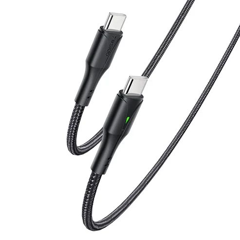 CA100 PD 60W Type-C to Type-C Fast Charging Cable Nylon Braided Data Cord with Indicator - Buy at TECHNOTRONICS Mauritius