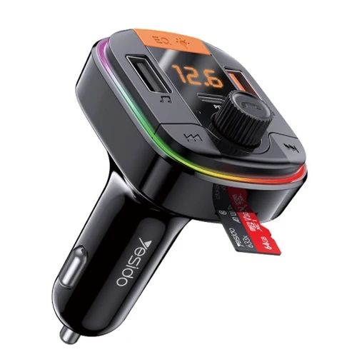 Yesido Y45 Car PD Charger Cigarette Lighter QC Car Charging USB Bluetooth Digital Display FM - Buy at TECHNOTRONICS Mauritius