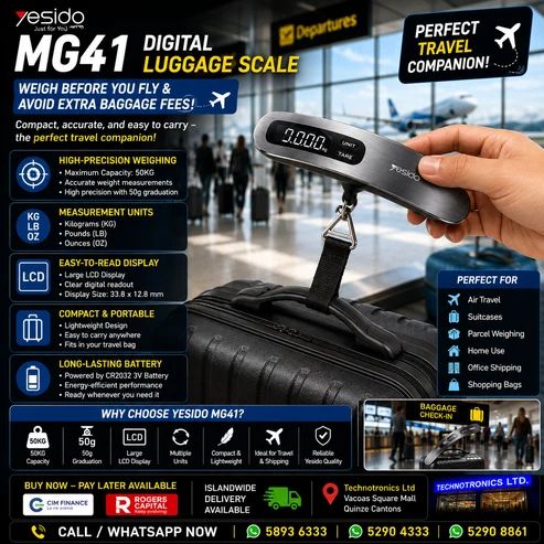 YESIDO MG41 DIGITAL LUGGAGE SCALE (50KG) - Buy at TECHNOTRONICS Mauritius