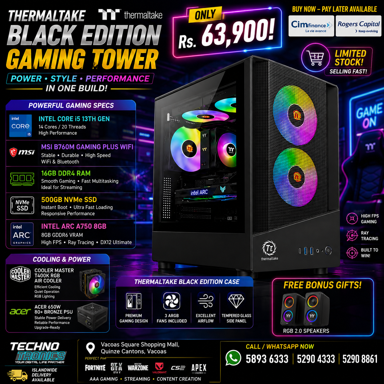THERMALTAKE BLACK EDITION GAMING TOWER - Buy at TECHNOTRONICS Mauritius