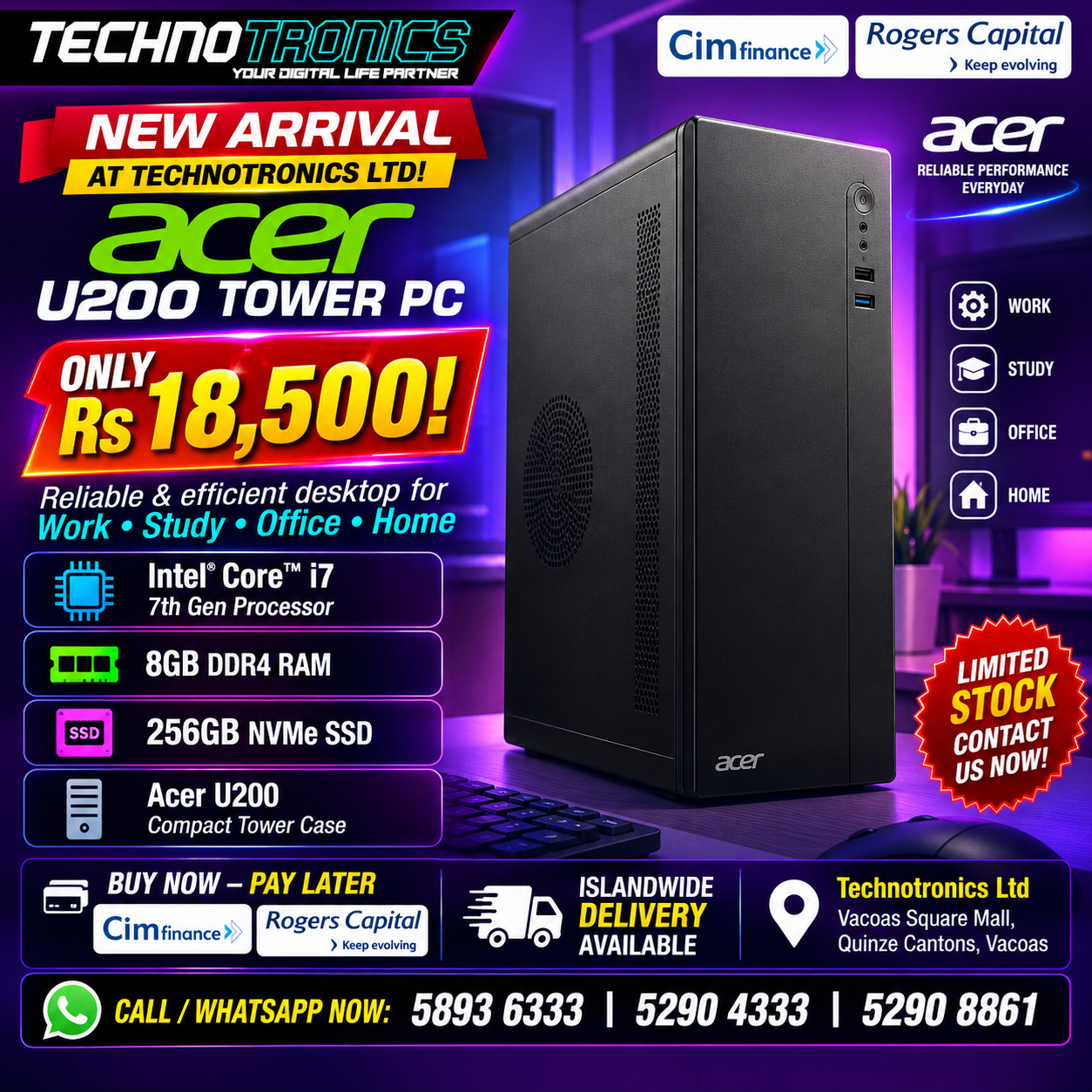 ACER U200 TOWER PC Core i7 - Buy at TECHNOTRONICS Mauritius