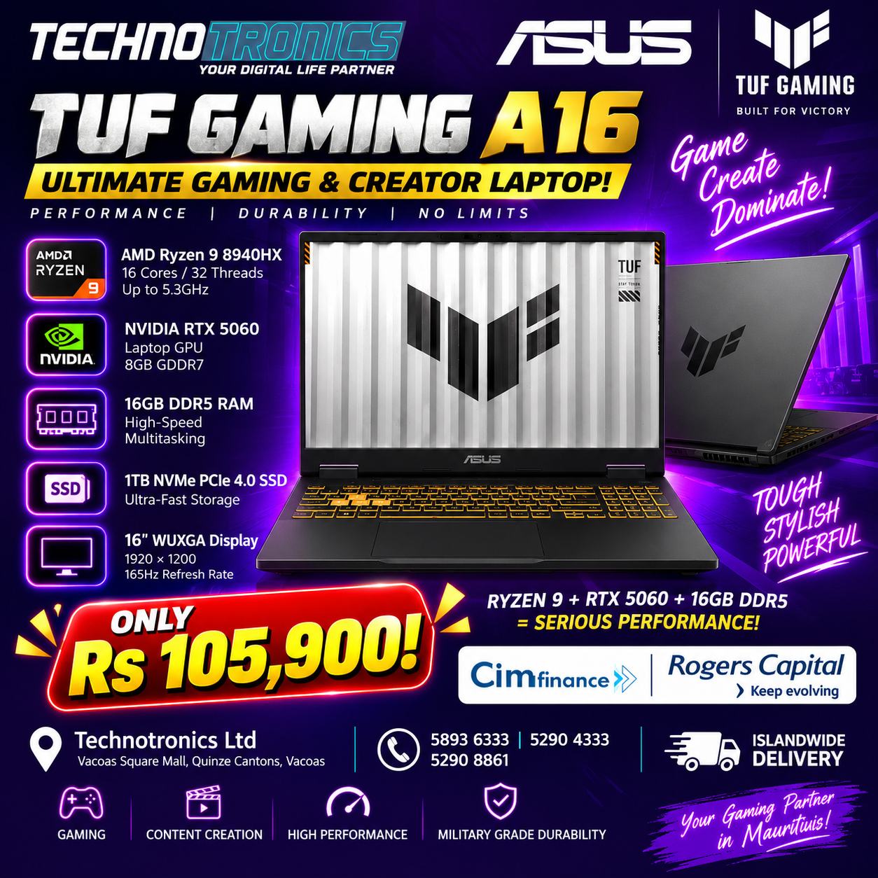 ASUS TUF GAMING LAPTOP A16 FA608P - Buy at TECHNOTRONICS Mauritius