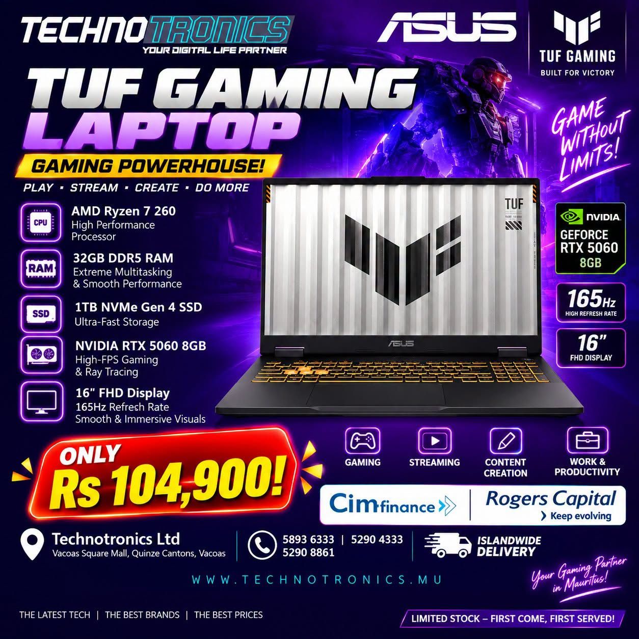 ASUS TUF GAMING LAPTOP – GAMING POWERHOUSE - Buy at TECHNOTRONICS Mauritius