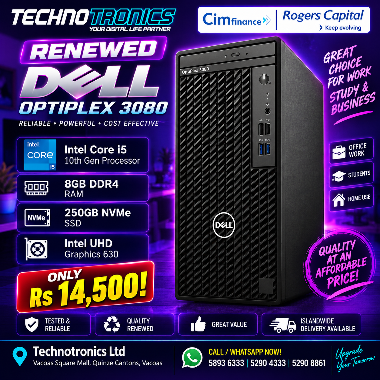 RENEWED DELL OPTIPLEX 3080 - Buy at TECHNOTRONICS Mauritius