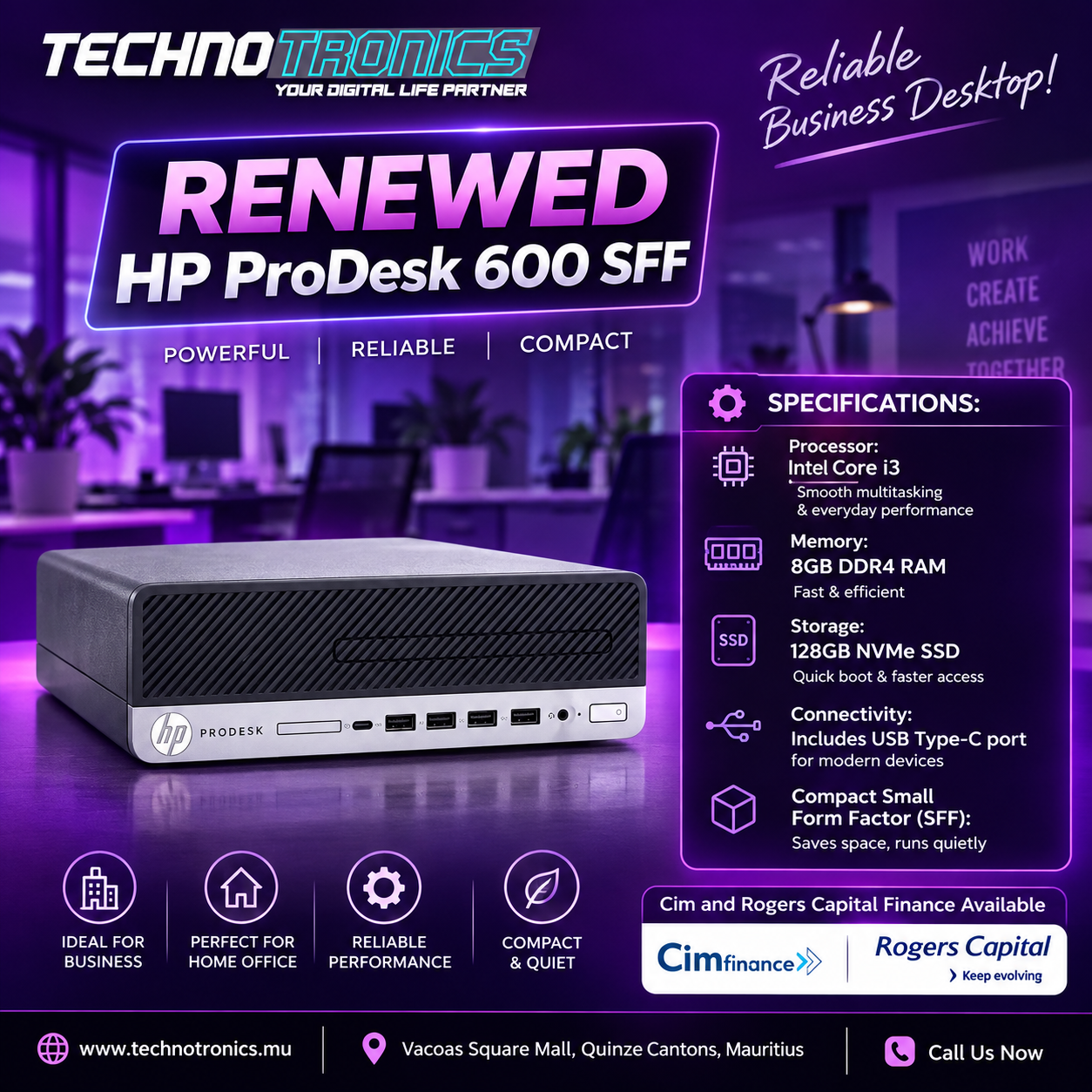 Renewed HP ProDesk 600 SFF - Buy at TECHNOTRONICS Mauritius