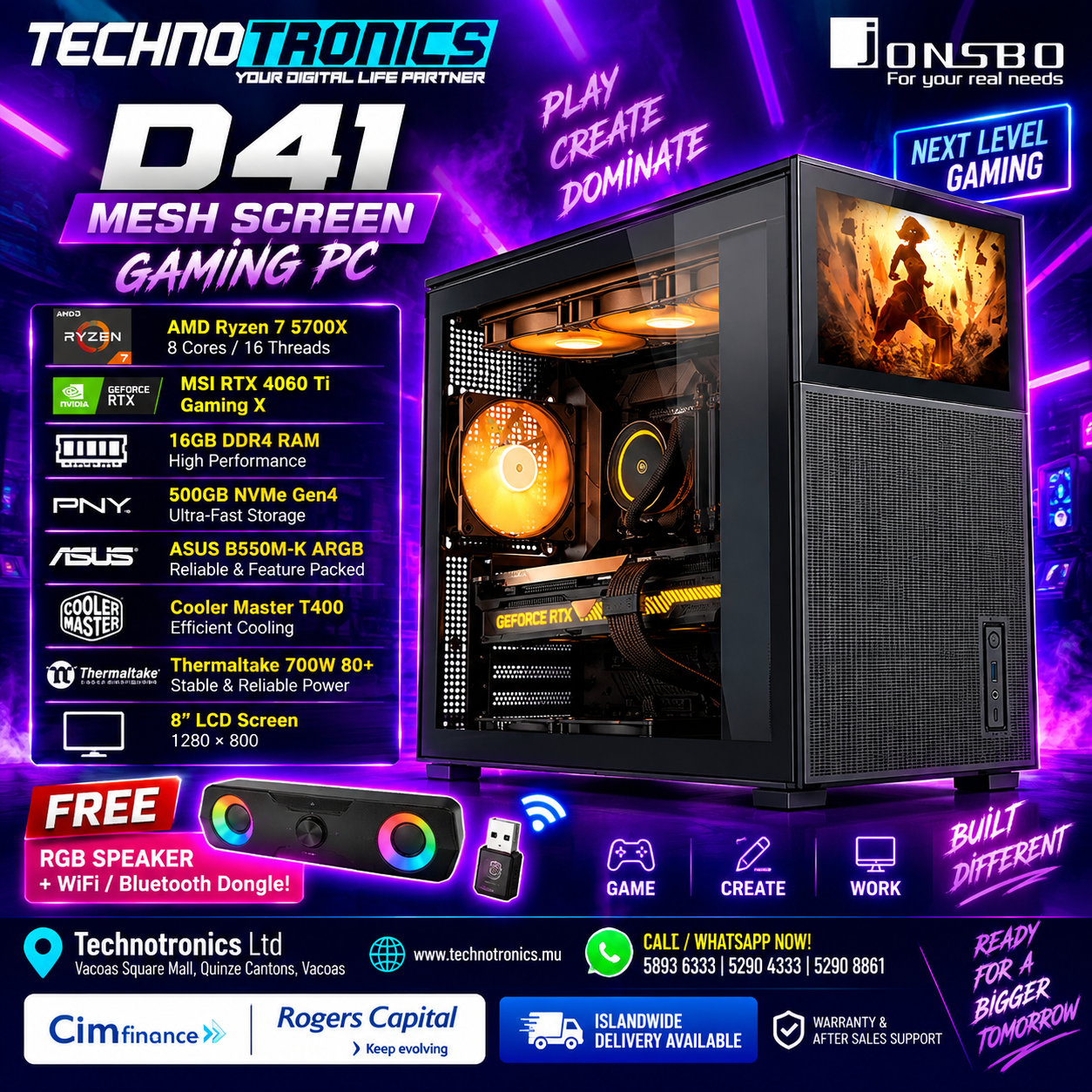 JONSBO D41 MESH SCREEN GAMING PC - Buy at TECHNOTRONICS Mauritius