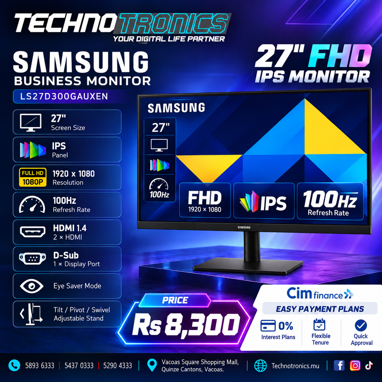 SAMSUNG 27" FHD IPS BUSINESS MONITOR - Buy at TECHNOTRONICS Mauritius