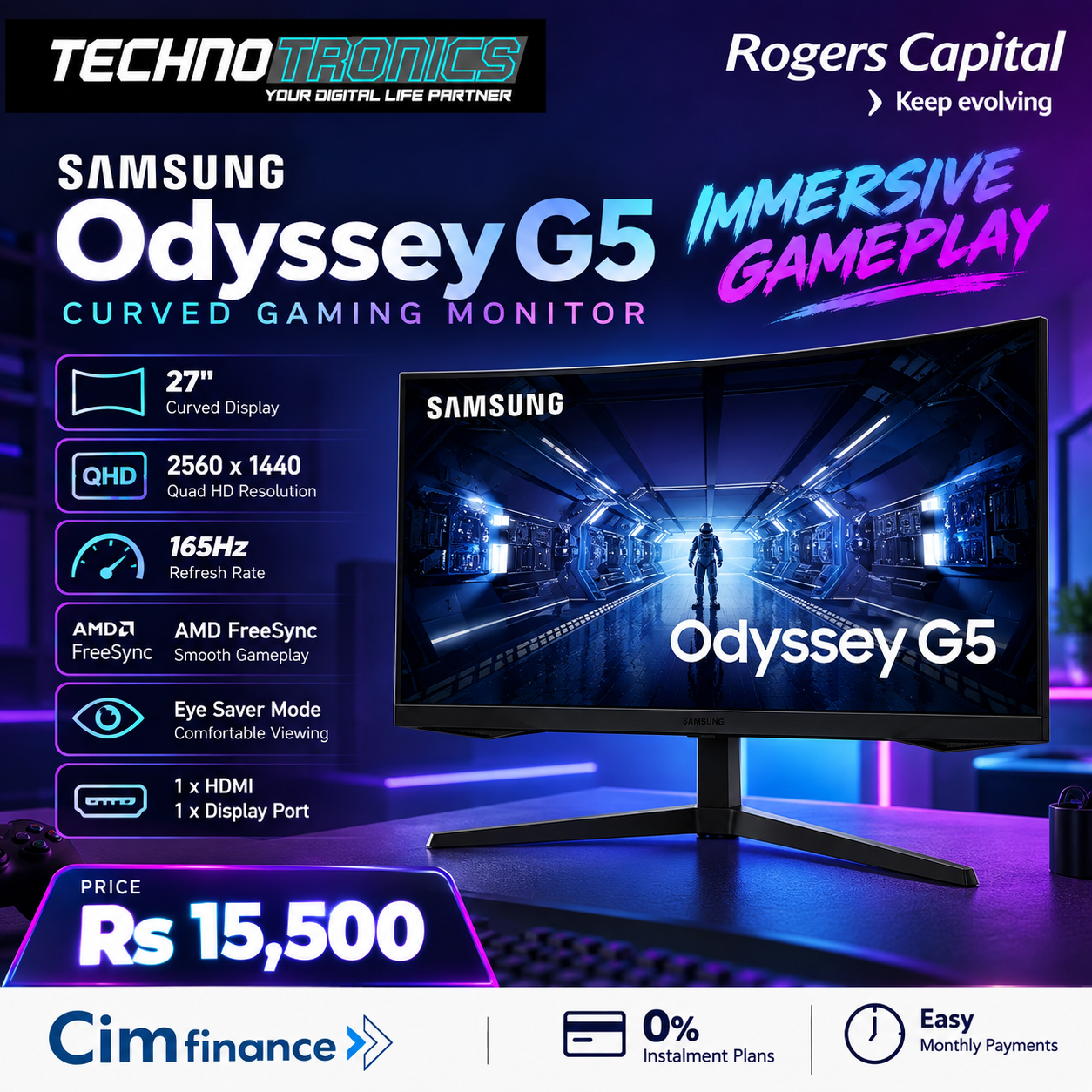 Samsung Odyssey G5 27" Curved Gaming Monitor - Buy at TECHNOTRONICS Mauritius