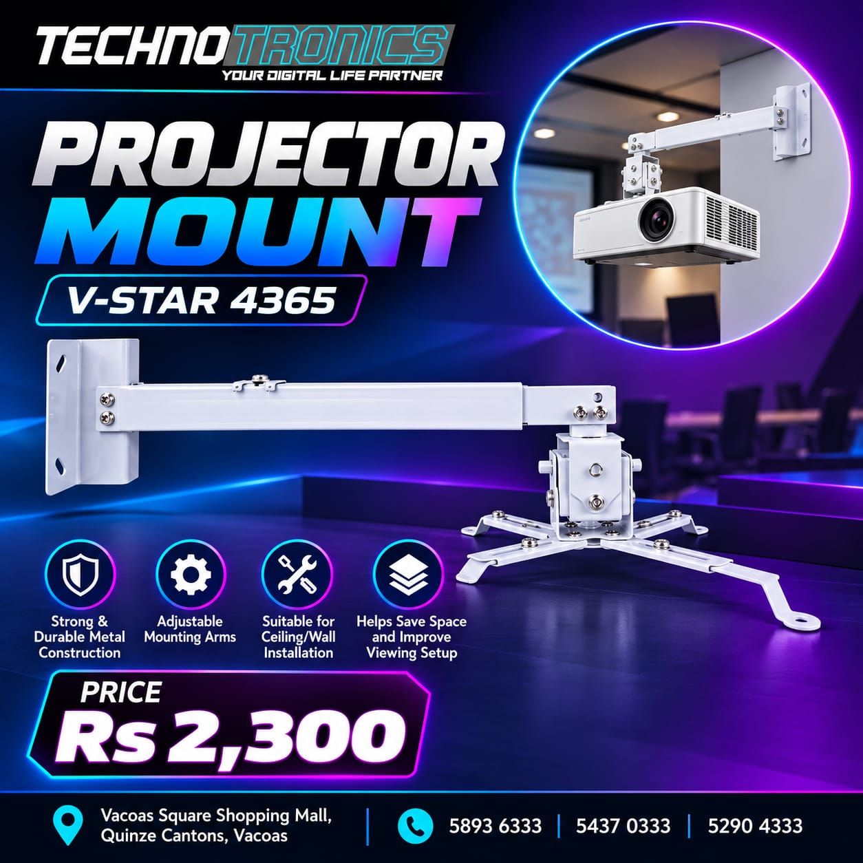 PROJECTOR MOUNT – V-STAR 4365 - Buy at TECHNOTRONICS Mauritius