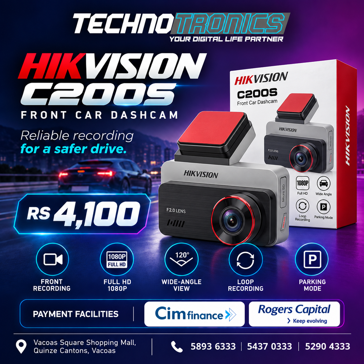 HIKVISION C200S – FRONT CAR DASHCAM - Buy at TECHNOTRONICS Mauritius