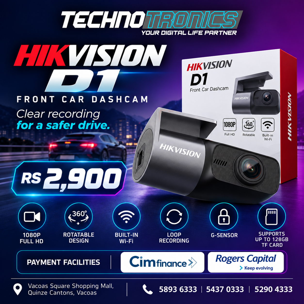 HIKVISION D1 – FRONT CAR DASHCAM - Buy at TECHNOTRONICS Mauritius