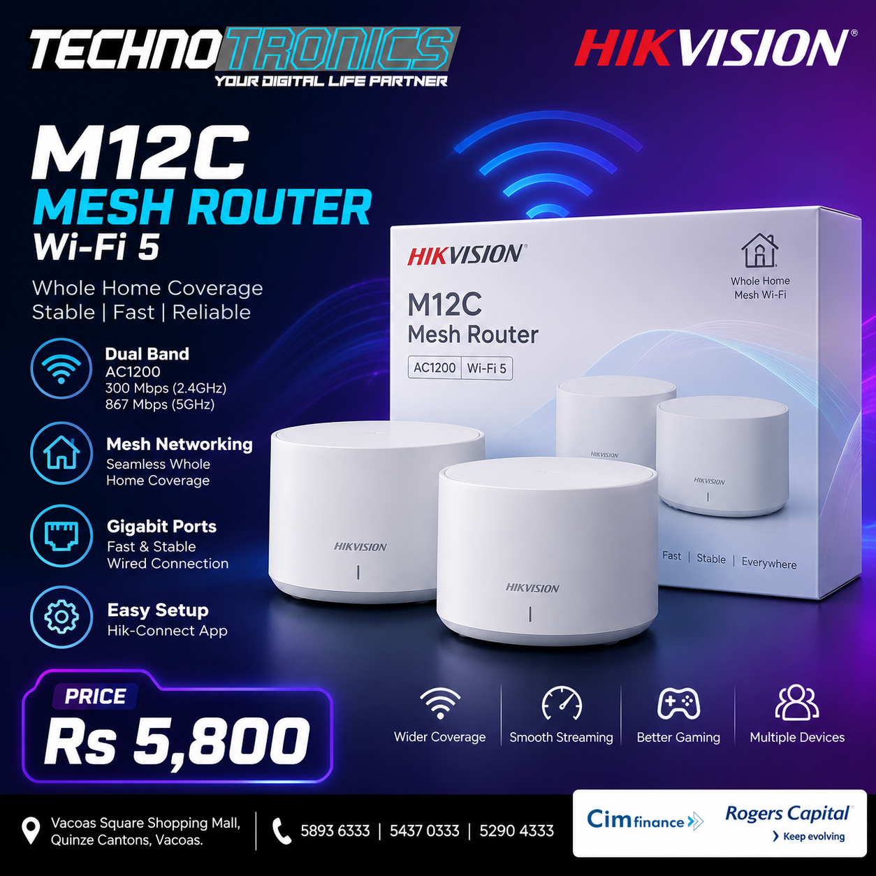 HIKVISION M12C Mesh Router - Buy at TECHNOTRONICS Mauritius