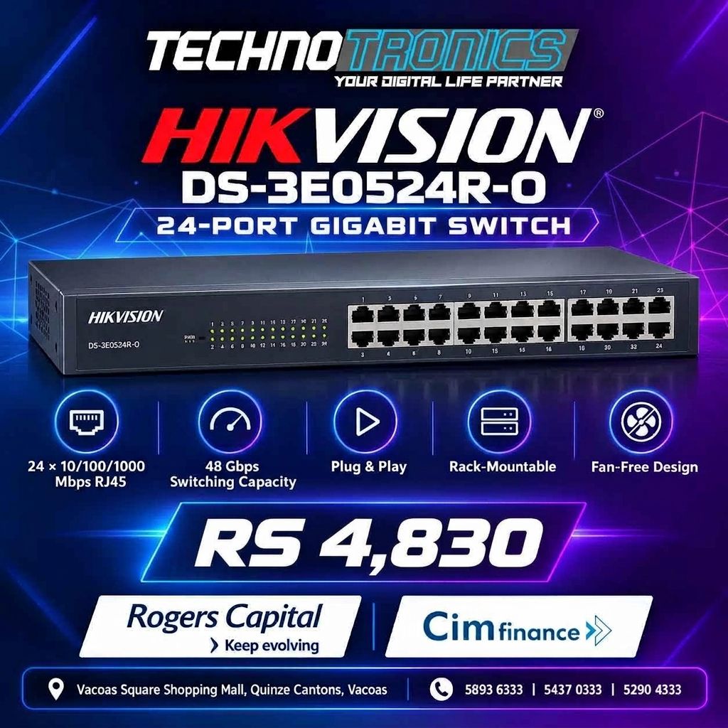 HIKVISION DS-3E0524R-O — 24-PORT GIGABIT SWITCH - Buy at TECHNOTRONICS Mauritius