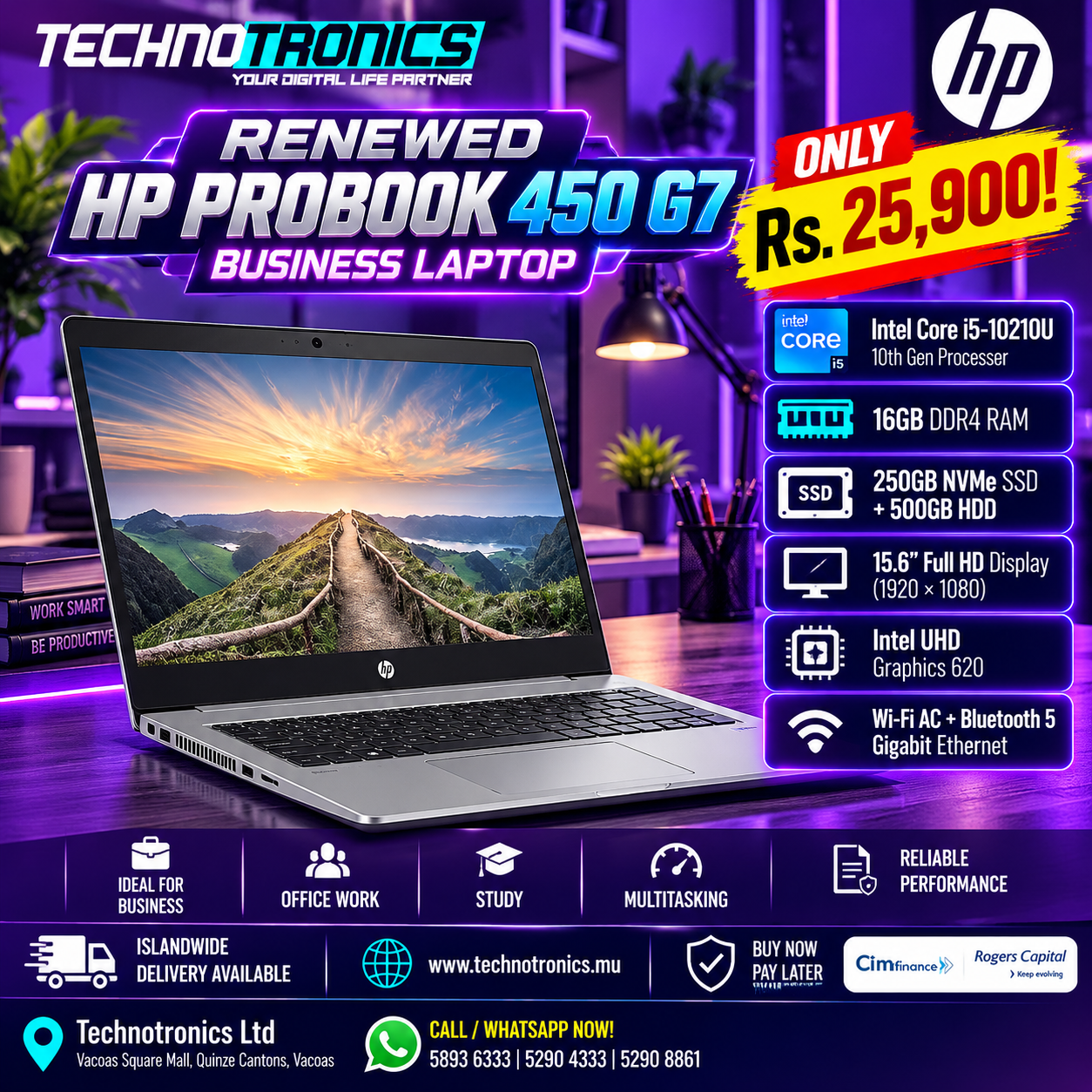 RENEWED HP PROBOOK 450 G7 – BUSINESS LAPTOP! - Buy at TECHNOTRONICS Mauritius