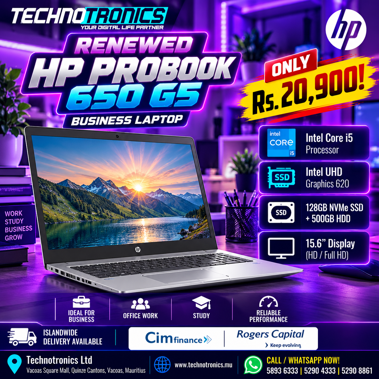Renewed HP Probook 650 G5 - Buy at TECHNOTRONICS Mauritius