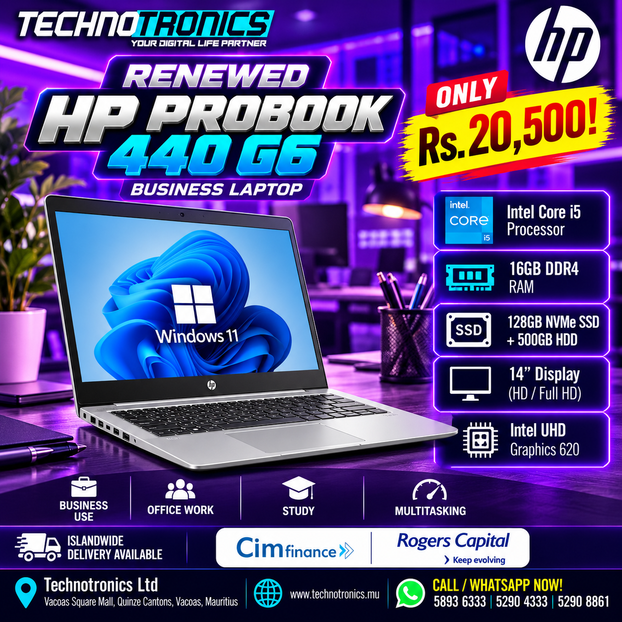 RENEWED HP PROBOOK 440 G6 – BUSINESS LAPTOP! - Buy at TECHNOTRONICS Mauritius