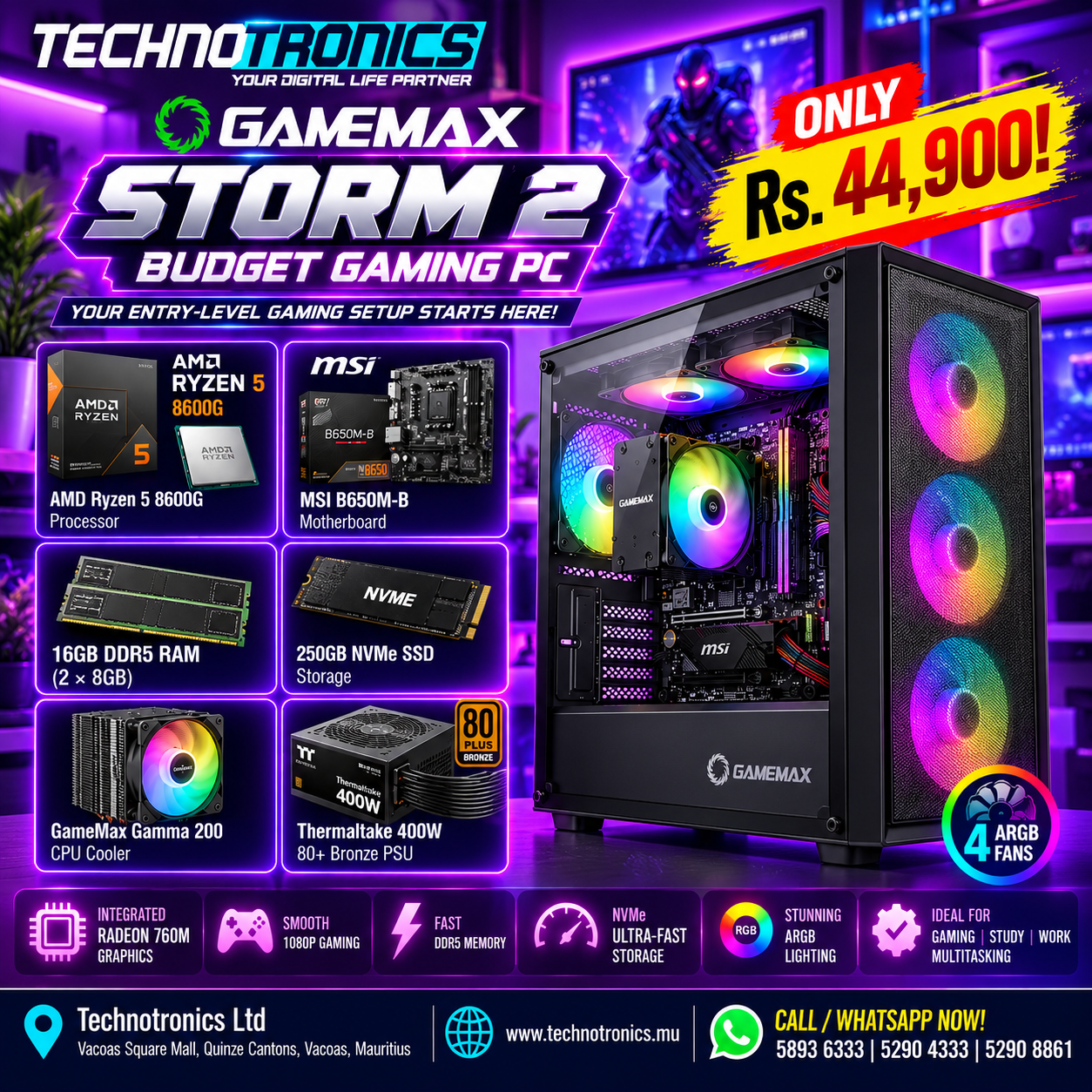 GAMEMAX STORM 2 BUDGET GAMING PC - Buy at TECHNOTRONICS Mauritius