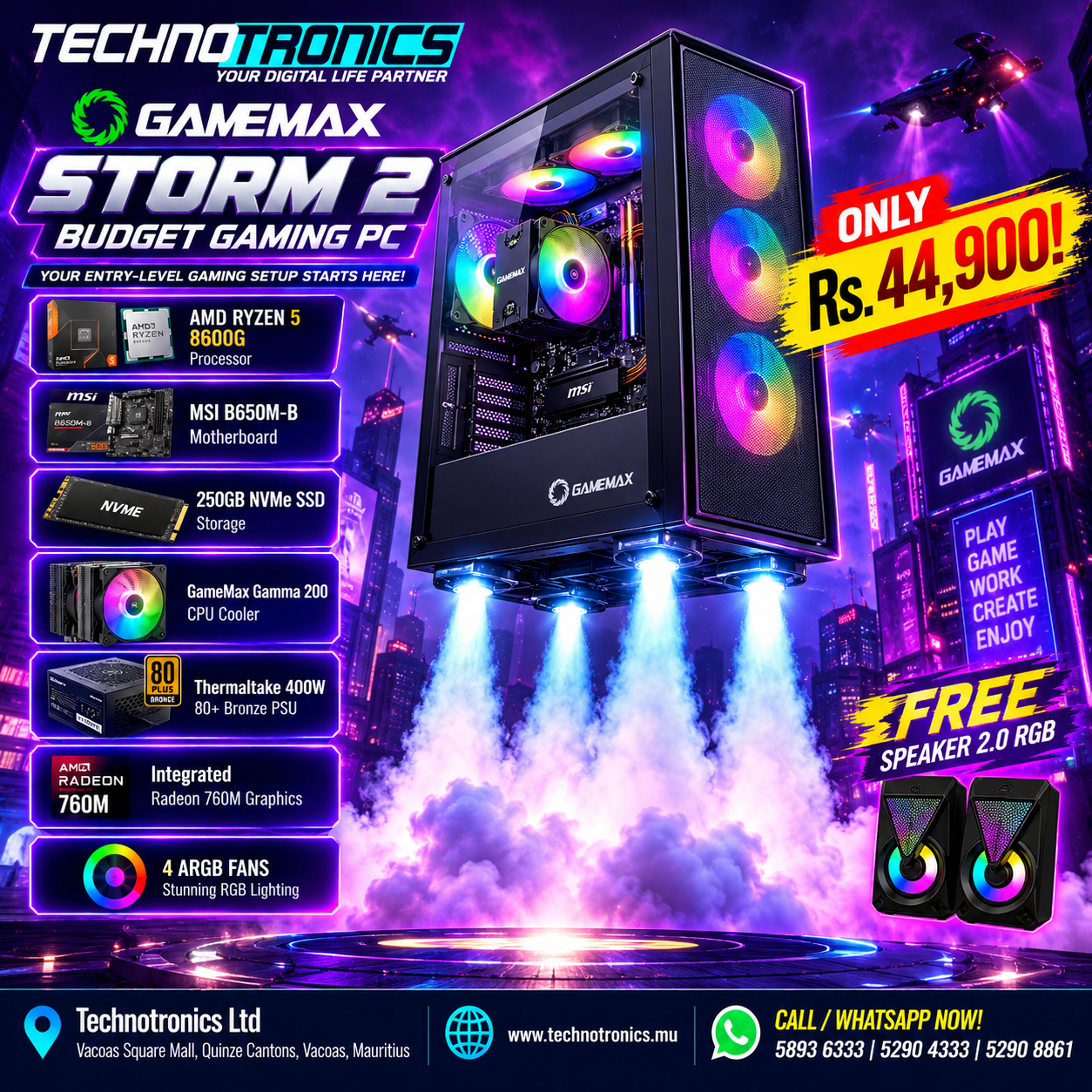 GAMEMAX STORM 2 BUDGET GAMING PC - Buy at TECHNOTRONICS Mauritius