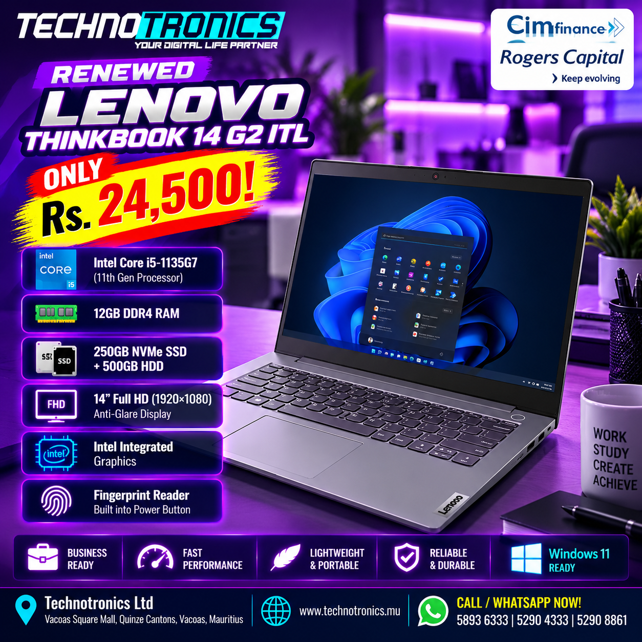 RENEWED LENOVO THINKBOOK 14 G2 ITL - Buy at TECHNOTRONICS Mauritius