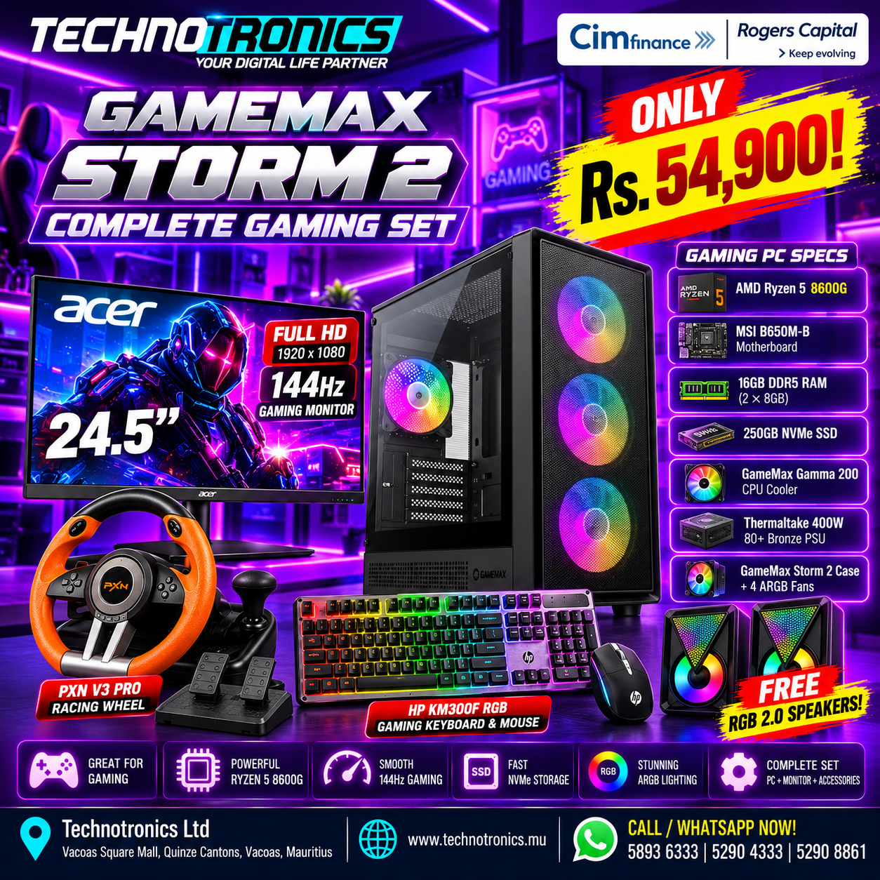 GAMEMAX STORM 2 COMPLETE GAMING SET - Buy at TECHNOTRONICS Mauritius
