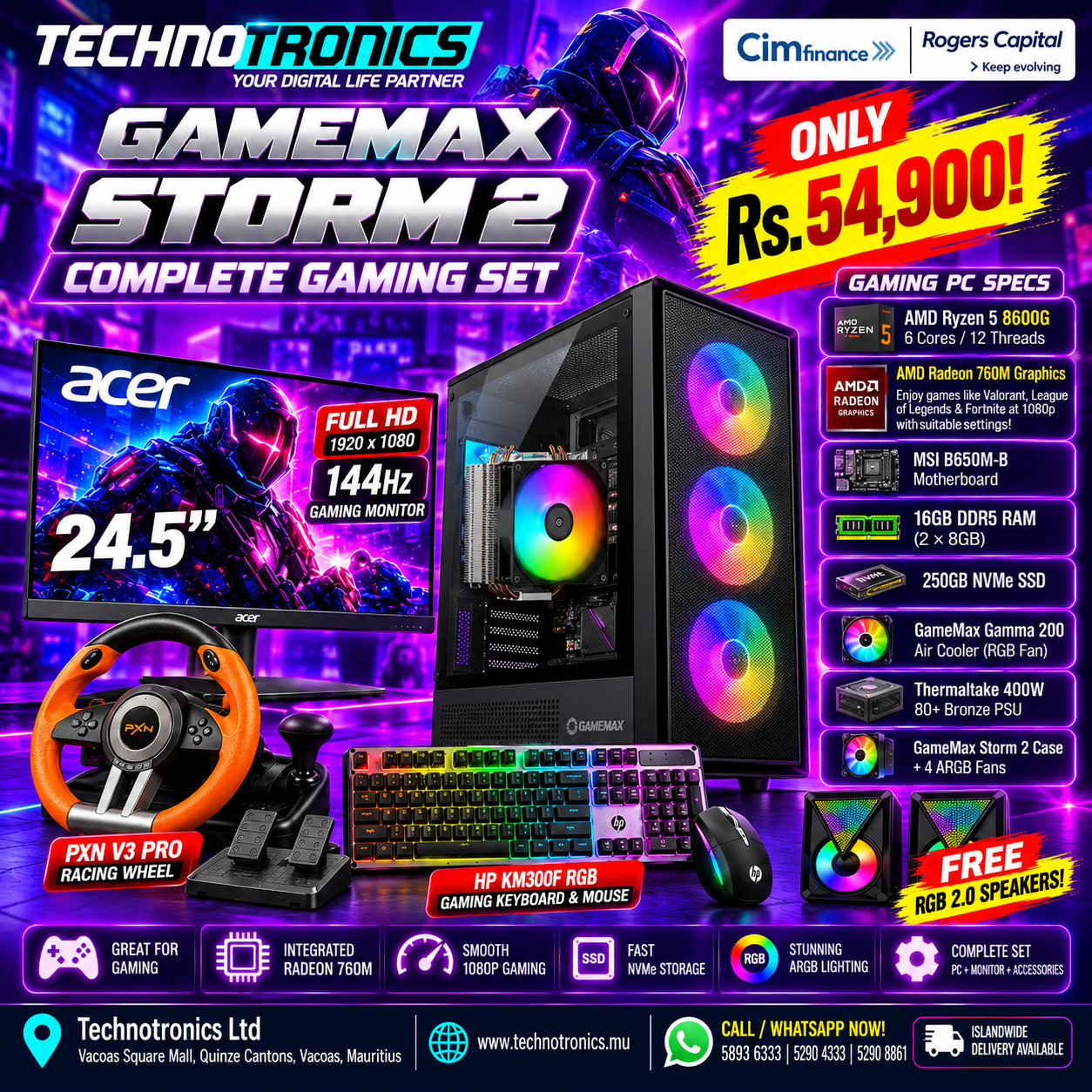 GAMEMAX STORM 2 COMPLETE GAMING SET - Buy at TECHNOTRONICS Mauritius